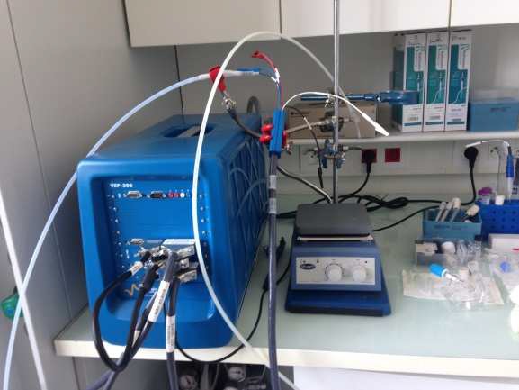 Picture of a electrochemical  potentiostat from Biologic Science Instruments